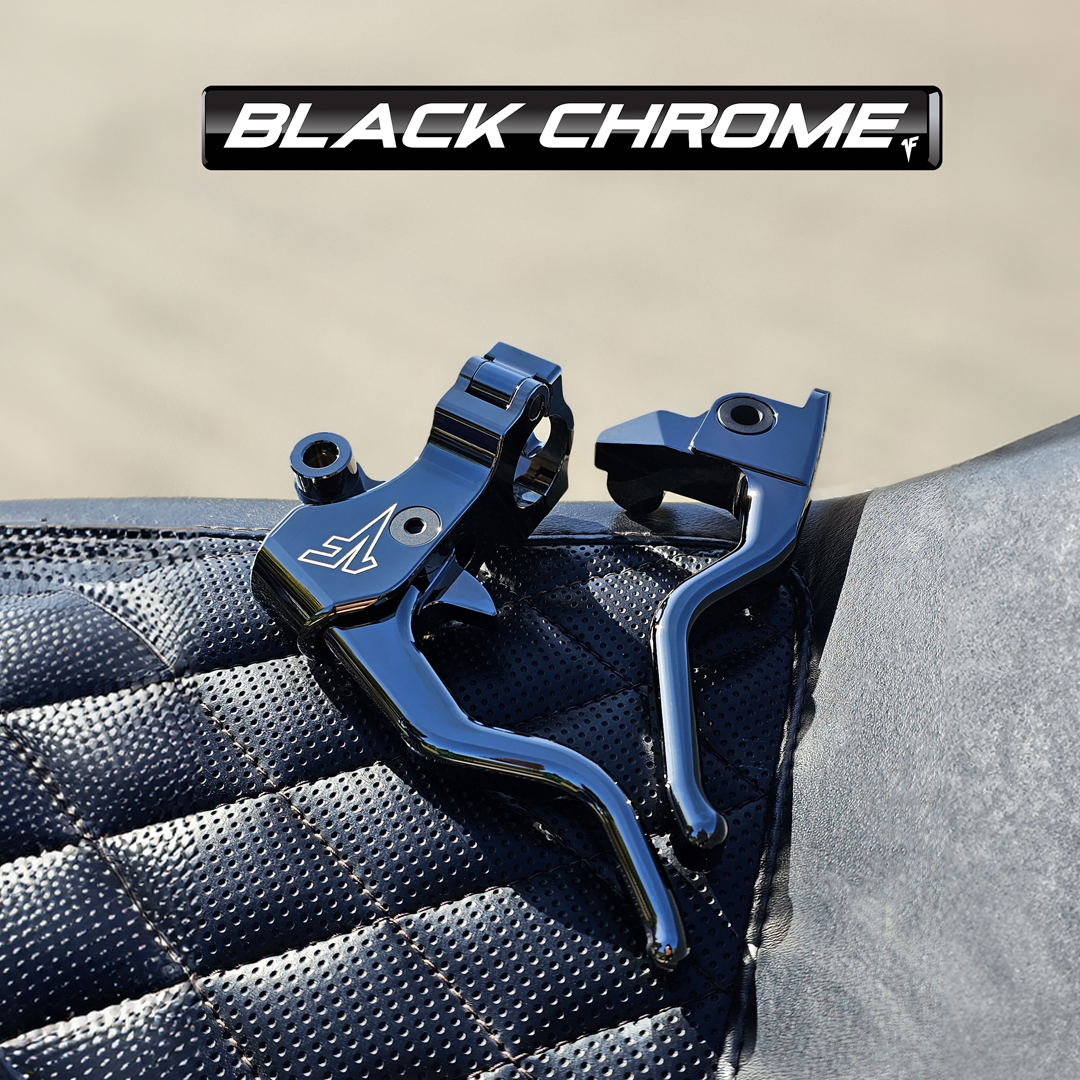 Black Chrome Easier Pull Clutch + Brake Lever Combo | 2008 - 13, 2021 - 22 Touring/Bagger