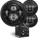 Eagle Lights 7" LED Headlight and 4.5" LED Passing Light Kit - Generation I / Black