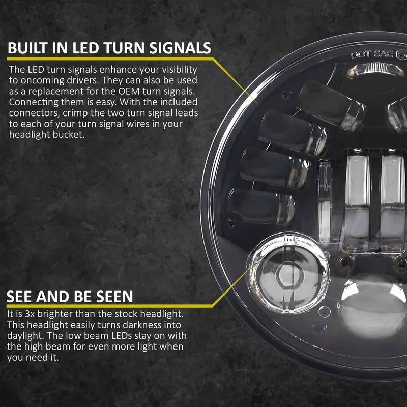 Eagle Lights 5 3/4" LED Projector Headlight with Integrated Turn Signals