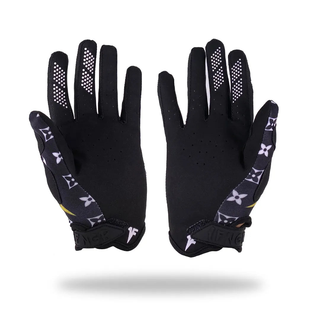 New Black x Gold Louis Gloves with Strap - MX | MTB | Street - 1FNGR, LLC