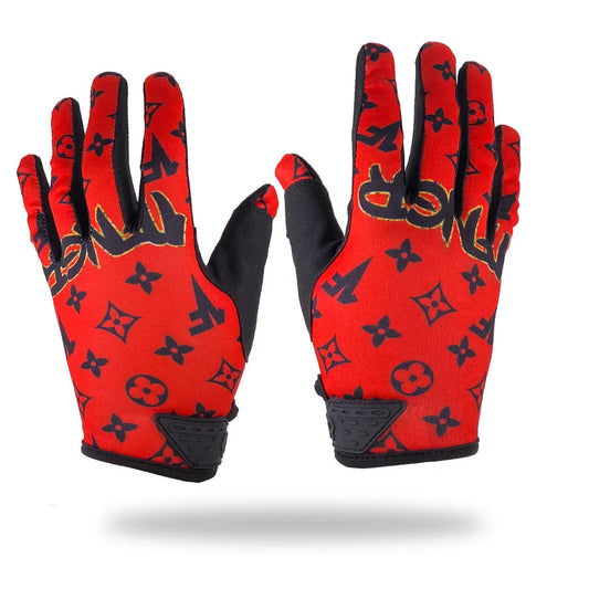 New Red x Black Louis Gloves with Strap - MX | MTB | Street - 1FNGR, LLC